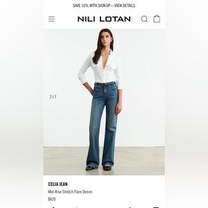 Nili Lotan CELIA JEAN Classic Blue Wide Leg Jeans